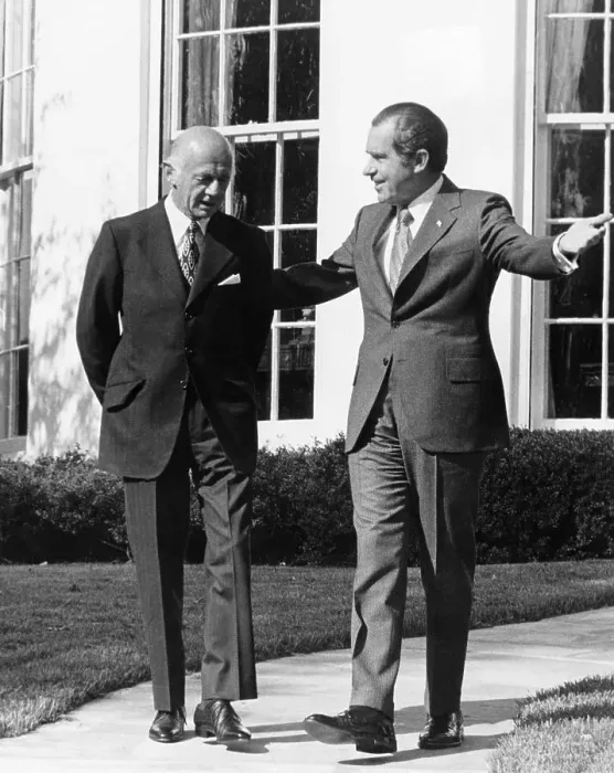 Framed Print : Richard Nixon Conversing with William McMahon