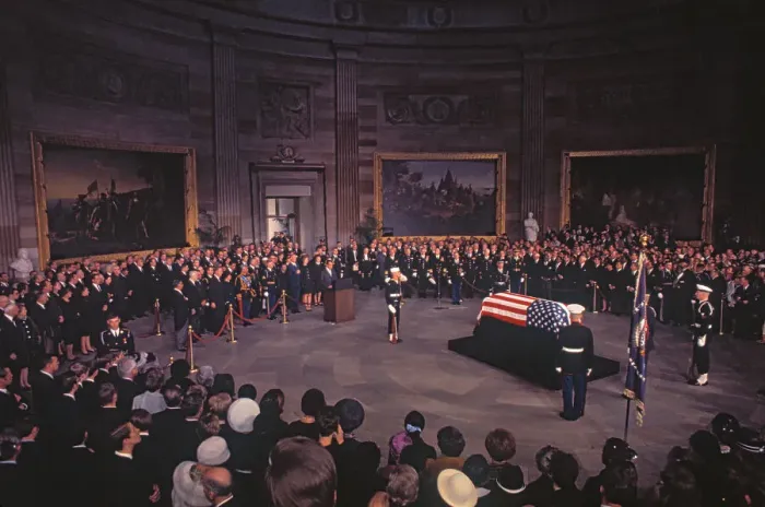 Framed Print : Richard Nixon Delivering Eulogy for Dwight Eisenhower
