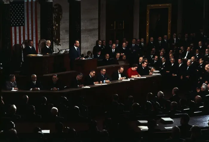 Framed Print : Richard Nixon Delivering the State of the Union Framed Print : Richard Nixon Delivering the State of the Union