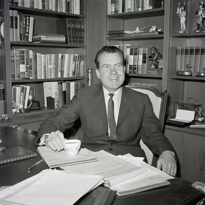 Framed Print : Richard Nixon Behind Desk Framed Print : Richard Nixon Behind Desk