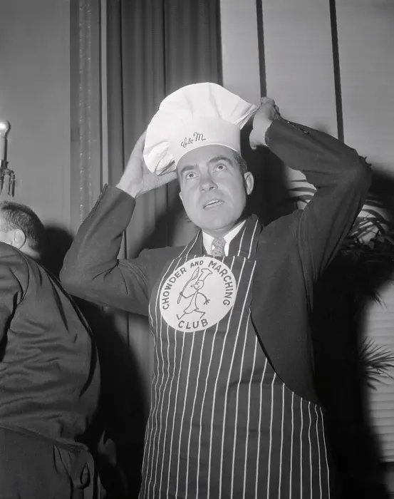 Framed Print : Richard Nixon Donning Chef Hat