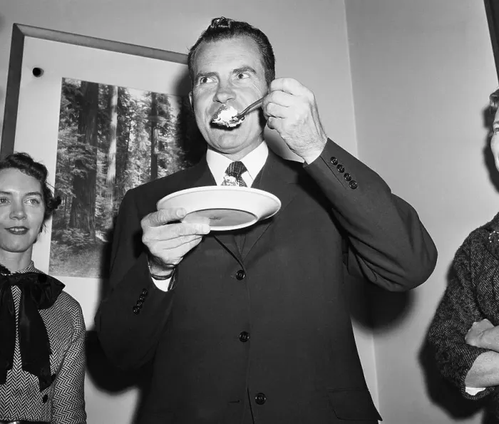 Framed Print : Richard Nixon Eating Birthday Cake Framed Print : Richard Nixon Eating Birthday Cake