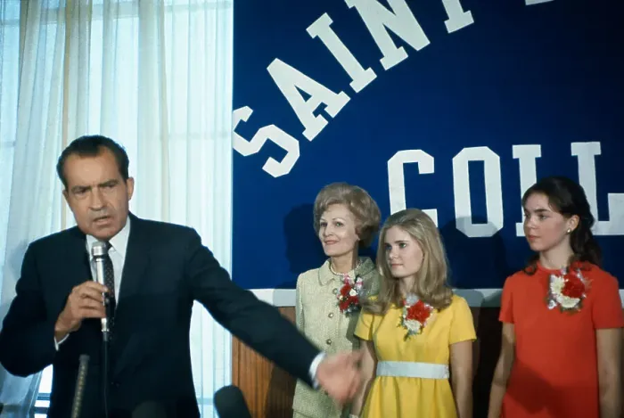 Framed Print : Richard Nixon and Family Greeting Supporters