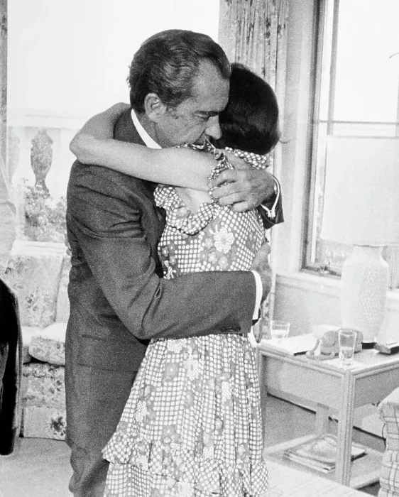 Framed Print : Richard Nixon Hugging His Daughter Julie Framed Print : Richard Nixon Hugging His Daughter Julie