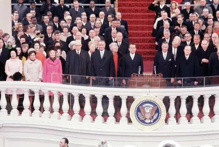 Framed Print : Richard Nixon with LBJ at Inauguration Ceremony Framed Print : Richard Nixon with LBJ at Inauguration Ceremony