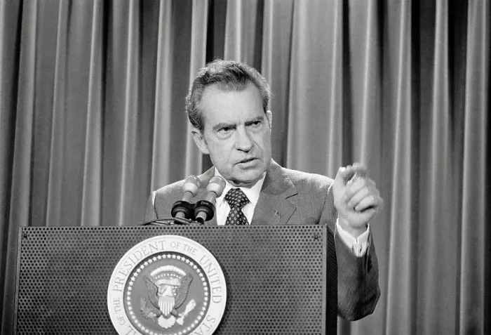 Framed Print : Richard Nixon Making an Announcement Framed Print : Richard Nixon Making an Announcement