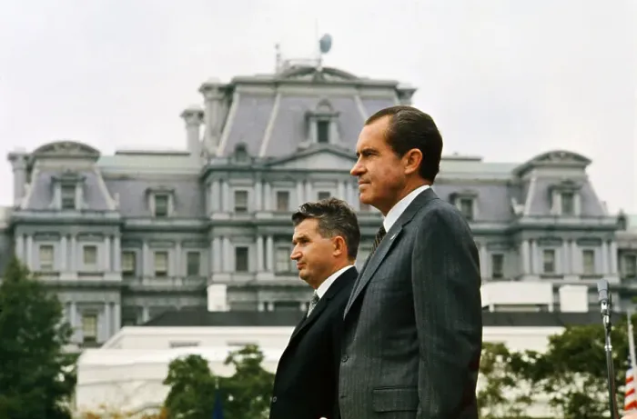 Framed Print : Richard Nixon and Nicolae Ceausescu Framed Print : Richard Nixon and Nicolae Ceausescu