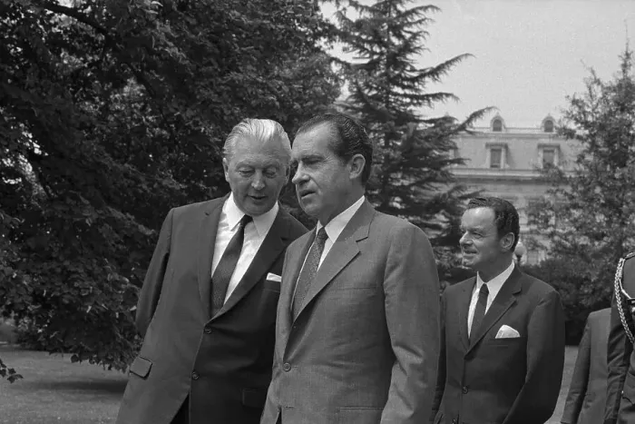 Framed Print : Richard Nixon Outdoors with Kurt George Kiesinger Framed Print : Richard Nixon Outdoors with Kurt George Kiesinger