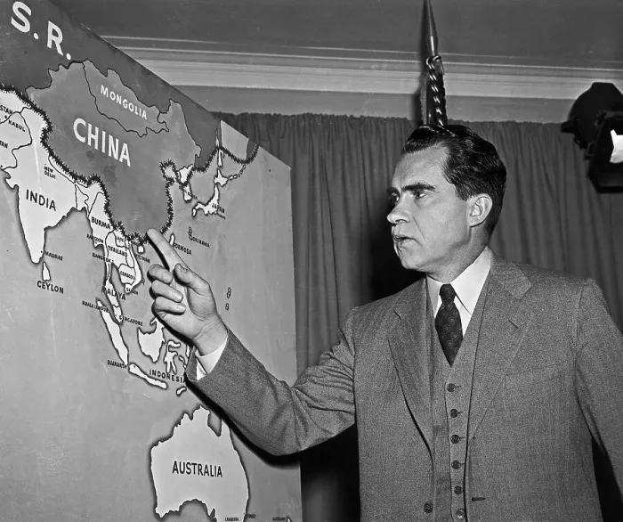 Framed Print : Richard Nixon Pointing to Map