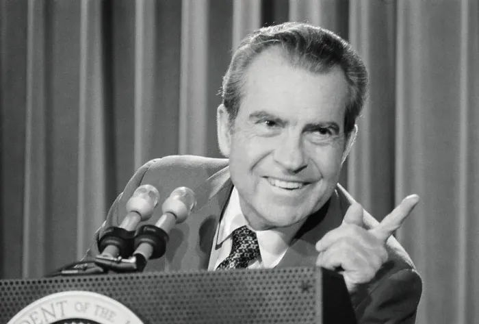 Framed Print : Richard Nixon Pointing and Smiling Framed Print : Richard Nixon Pointing and Smiling