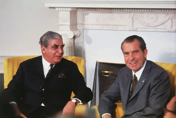 Framed Print : Richard Nixon Posing with Agha Yahya Khan