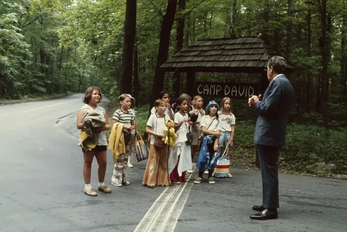 Framed Print : Richard Nixon Posing with Girl Scouts Framed Print : Richard Nixon Posing with Girl Scouts