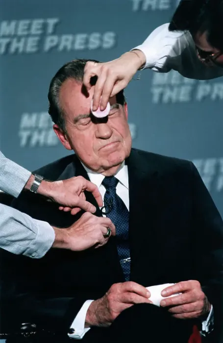 : Richard Nixon Prepping for Television Interview : Richard Nixon Prepping for Television Interview