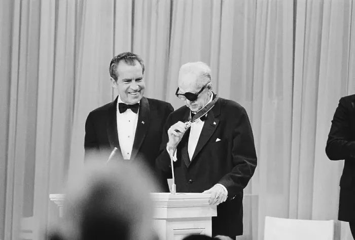 Framed Print : Richard Nixon Presenting Medal to John Ford Framed Print : Richard Nixon Presenting Medal to John Ford