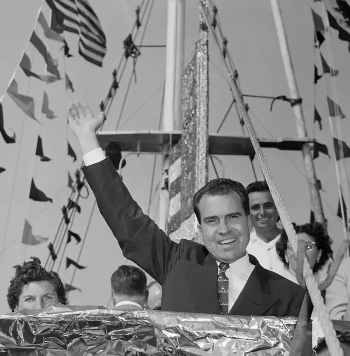 Framed Print : Richard Nixon Raising His Arm Framed Print : Richard Nixon Raising His Arm