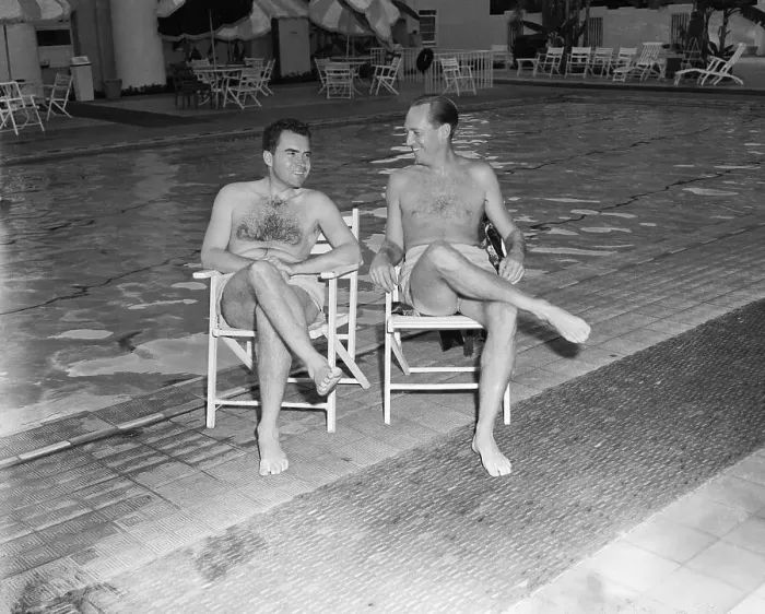 Framed Print : Richard Nixon Relaxing with Friend Framed Print : Richard Nixon Relaxing with Friend