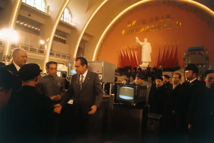 Framed Print : Richard Nixon and Reporters