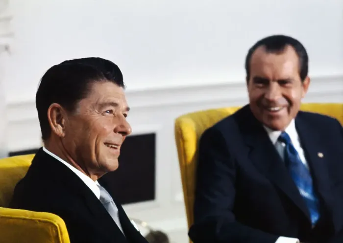 Framed Print : Richard Nixon and Ronald Reagan in Meeting Framed Print : Richard Nixon and Ronald Reagan in Meeting