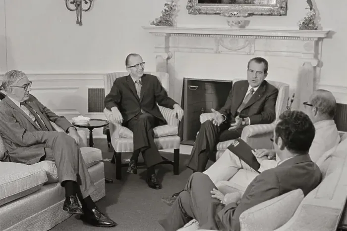 Framed Print : Richard Nixon Sitting in Circle with President Council Members Framed Print : Richard Nixon Sitting in Circle with President Council Members