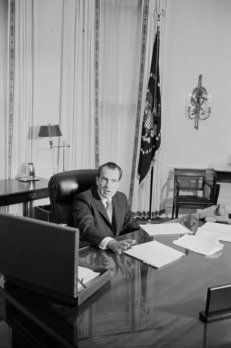 Framed Print : Richard Nixon Sitting at Desk Framed Print : Richard Nixon Sitting at Desk