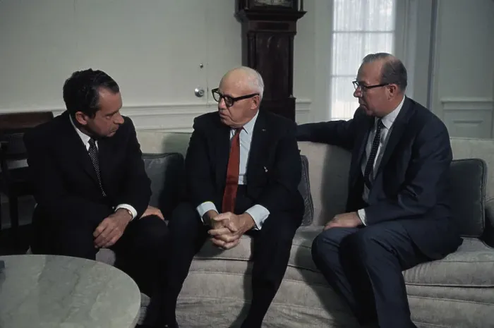 Framed Print : Richard Nixon Sitting with Union and Labor Leader
