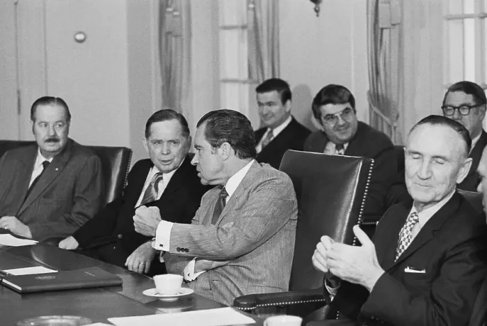 Framed Print : Richard Nixon Speaking to Carl Albert Framed Print : Richard Nixon Speaking to Carl Albert
