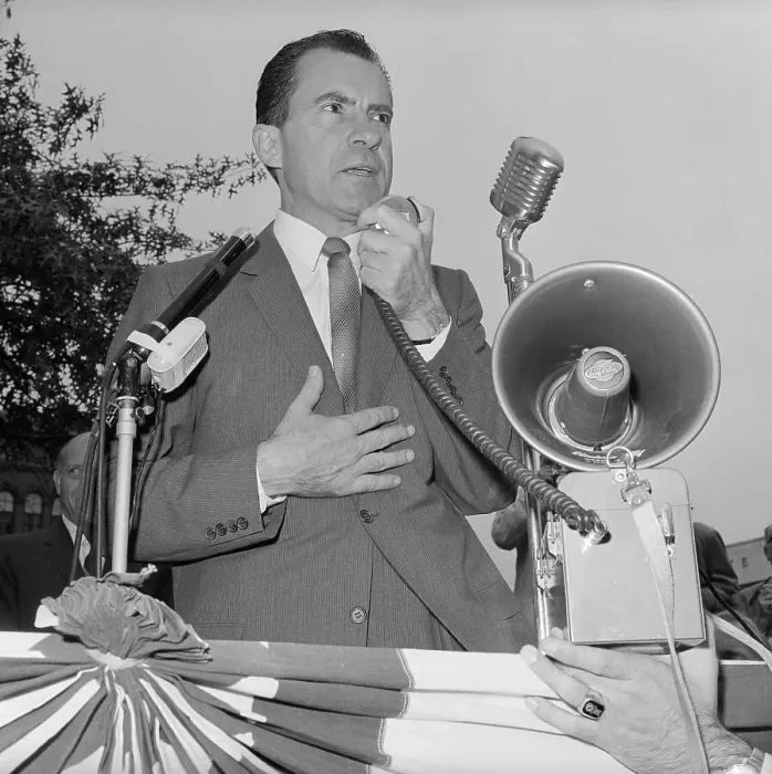 Framed Print : Richard Nixon Speaking Through Megaphone Framed Print : Richard Nixon Speaking Through Megaphone