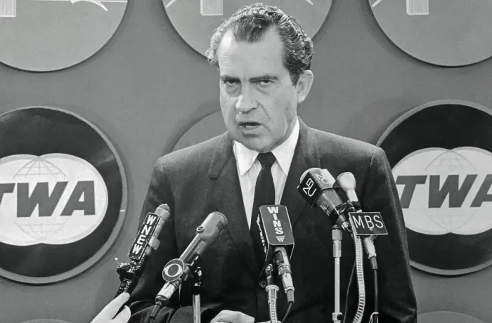 Framed Print : Richard Nixon Speaking to the Press Framed Print : Richard Nixon Speaking to the Press