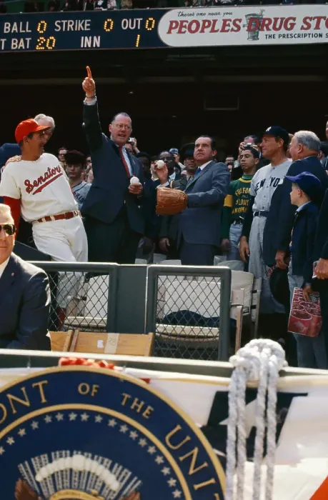 Framed Print : Richard Nixon Throwing out First Ball