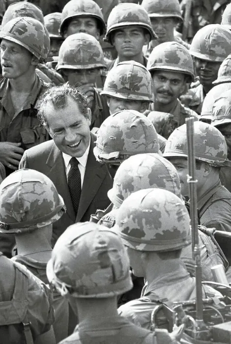 Framed Print : Richard Nixon with Troops in Vietnam Framed Print : Richard Nixon with Troops in Vietnam