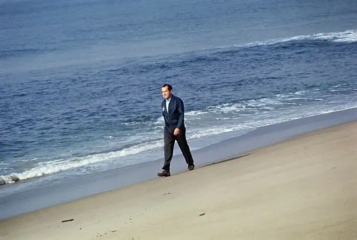Framed Print : Richard Nixon Walking Along the Beach Framed Print : Richard Nixon Walking Along the Beach