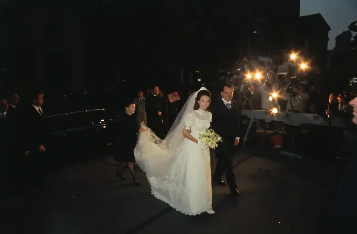 Framed Print : Richard Nixon Walking with Daughter Julie on Her Wedding day