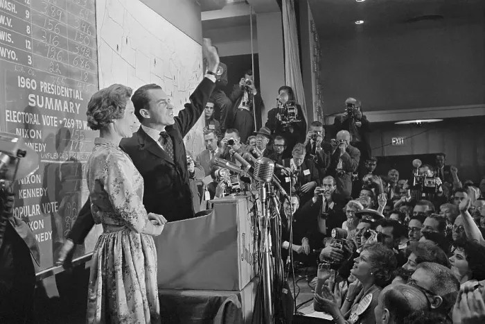 Framed Print : Richard Nixon Waving to Crowd Framed Print : Richard Nixon Waving to Crowd