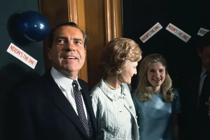 Framed Print : Richard Nixon with His Wife and Daughter Framed Print : Richard Nixon with His Wife and Daughter