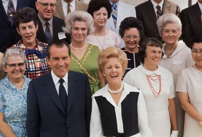 Framed Print : Richard Nixon with Wife and Whittier College Graduates Framed Print : Richard Nixon with Wife and Whittier College Graduates