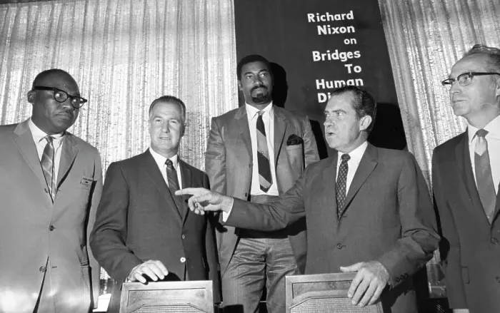 Framed Print : Richard Nixon and Wilt Chamberlain Framed Print : Richard Nixon and Wilt Chamberlain