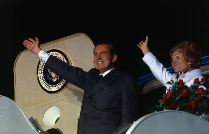 Framed Print : Richard and Pat Nixon Waving from Plane Framed Print : Richard and Pat Nixon Waving from Plane