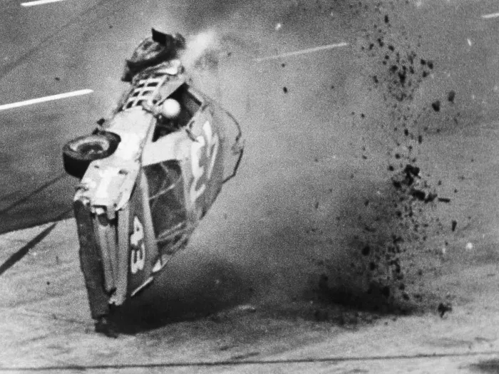 Framed Print : Richard Petty's Car Rolls Over After Crash Framed Print : Richard Petty's Car Rolls Over After Crash
