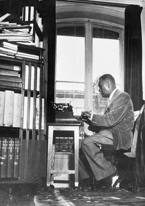 Framed Print : Richard Wright Seated at Typewriter