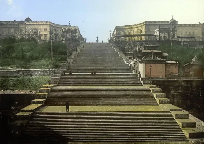 Framed Print : Richelieu Stair, Staircase in Odessa, Russia, Ukraine, c. 1890, Historic, digitally enhanced reproduction of a photochrome print of the period Framed Print : Richelieu Stair, Staircase in Odessa, Russia, Ukraine, c. 1890, Historic, digitally enhanced reproduction of a photochrome print of the period