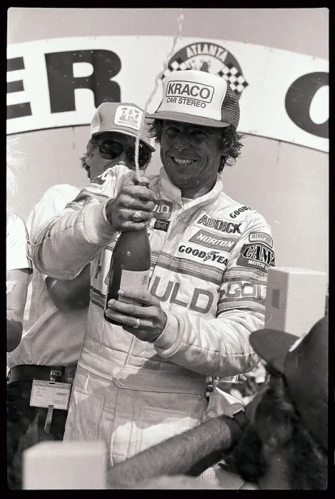 Framed Print : Rick Mears Celebrating Victory Framed Print : Rick Mears Celebrating Victory