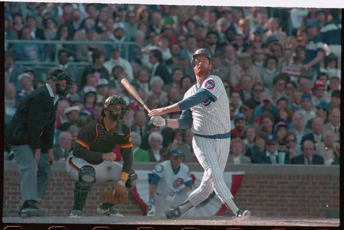 Framed Print : Rick Sutcliffe in Batting Form at National League Playoffs Framed Print : Rick Sutcliffe in Batting Form at National League Playoffs