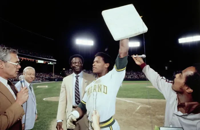 Framed Print : Rickey Henderson Holding up Base Framed Print : Rickey Henderson Holding up Base