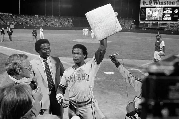 Framed Print : Rickey Henderson Holding Up Second Base Framed Print : Rickey Henderson Holding Up Second Base