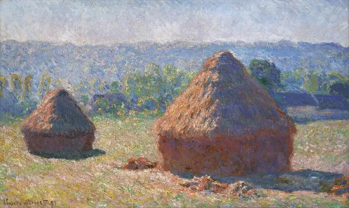 Framed Print : Ricks. End of the Summer, Morning Effects (les Meules, fin de l'été à Giverny), by Claude Monet, 1891, 19th Century, oil on canvas, 60, 5 x 100 cm Framed Print : Ricks. End of the Summer, Morning Effects (les Meules, fin de l'été à Giverny), by Claude Monet, 1891, 19th Century, oil on canvas, 60, 5 x 100 cm