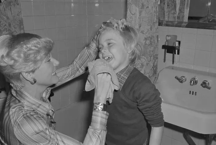 Framed Print : Ricky Shroeder Having His Face Washed by His Mother Framed Print : Ricky Shroeder Having His Face Washed by His Mother