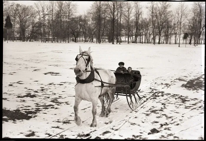 Framed Print : Riding in Horse Drawn Sleigh