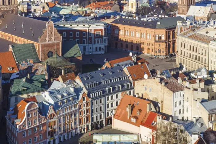 Framed Print : Riga Old Town overview as seen from St. Peters belfry. Riga, Latvia Framed Print : Riga Old Town overview as seen from St. Peters belfry. Riga, Latvia