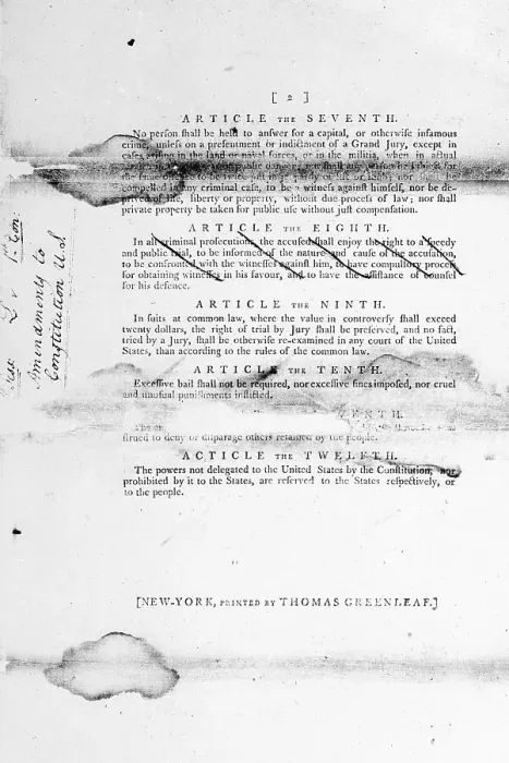 Framed Print : Bill of Rights Page Two Framed Print : Bill of Rights Page Two