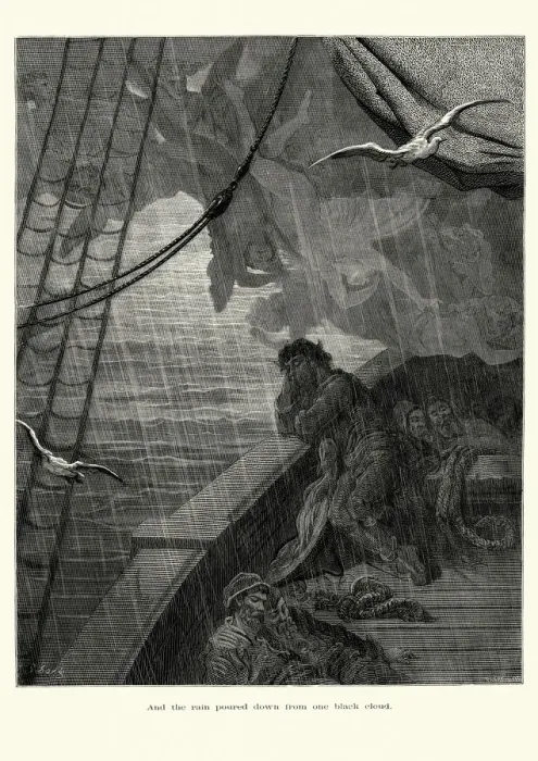 Framed Print : Rime of the Ancient Mariner - rain poured down